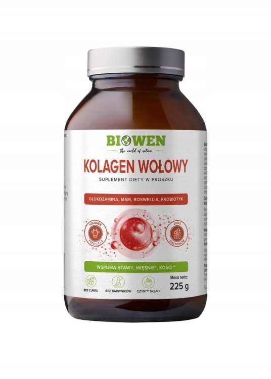 Biowen KOLAGEN WOŁOWY z Glukozamina MSM Boswellia Mocne Kości STAWY 225 g