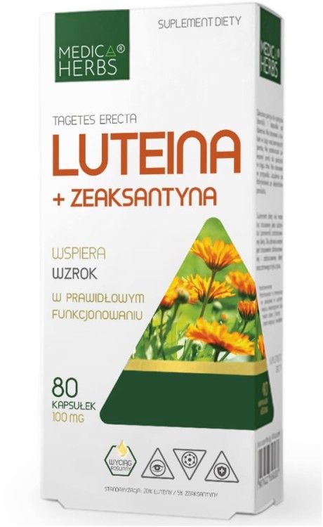 Medica Herbs Luteina + Zeaksantyna LEPSZY WZROK Oczy Siatkówka oka 80k
