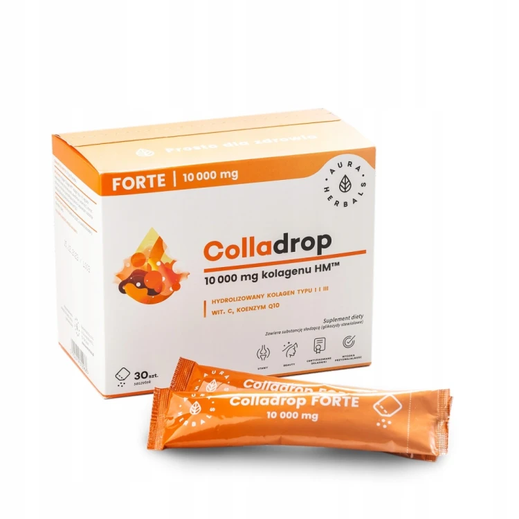 Aura Herbals Colladrop Forte Kolagen Rybi Morski Q10 Wit C 30 Stawy Kości