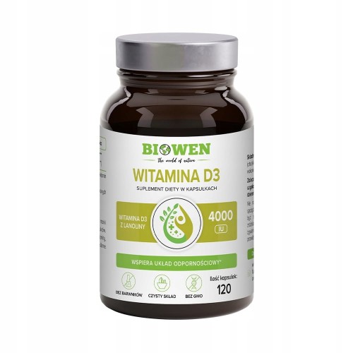 BIOWEN Witamina D3 4000 z lanoliny ODPORNOŚĆ KOŚCI 120 kaps