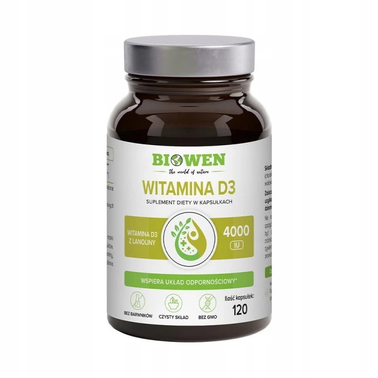 BIOWEN Witamina D3 4000 z lanoliny ODPORNOŚĆ KOŚCI 120 kaps