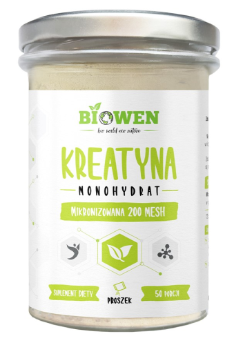 Biowen Kreatyna Monohydrat 250g Wydolność Siła mięśni Wydajność bezsmakowa