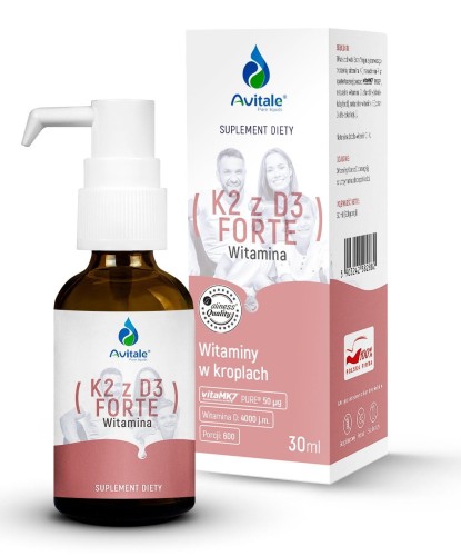 Avitale Witamina K2 MK-7 50mcg + D3 FORTE 4000 j.m Zdrowe KOŚCI Odporność