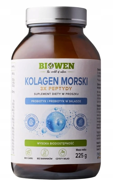 Biowen Kolagen Morski Typu I i III z Dzikiego Dorsza Proszek 225 g