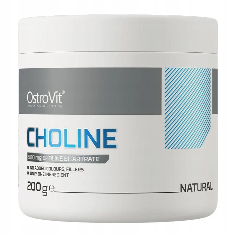 OstroVit Cholina 200 g NA WĄTROBĘ BEZ ZBĘDNYCH DODATKÓW Metabolizm Tłuszczu