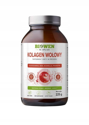 Biowen KOLAGEN WOŁOWY z Glukozamina MSM Boswellia Mocne Kości STAWY 225 g