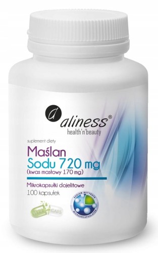 Aliness Maślan Sodu 720mg Kwas Masłowy Zdrowe Jelita 100 kaps trawienie