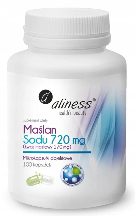 Aliness Maślan Sodu 720mg Kwas Masłowy Zdrowe Jelita 100 kaps trawienie