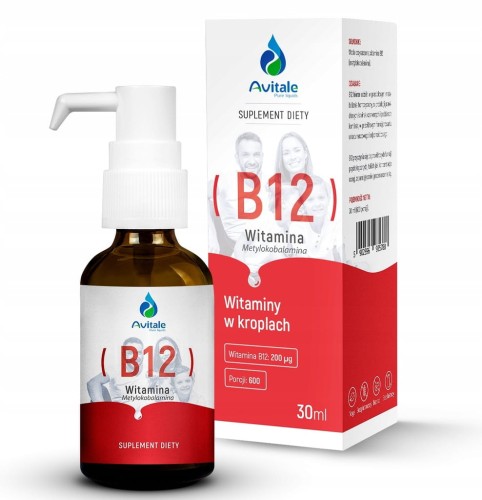 AVITALE Witamina B12 KROPLE 30ml Metylokobalamina Nerwy Odporność Zmęczenie