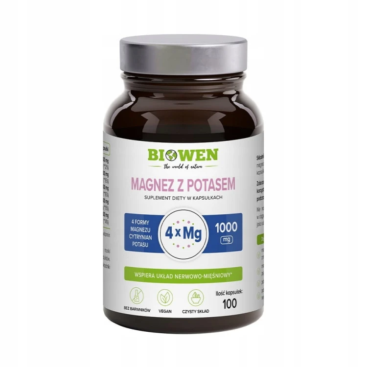 Biowen MAGNEZ Z POTASEM 4 formy Potas CYTRYNIAN MAGNEZU JABŁCZAN TAURYNIAN
