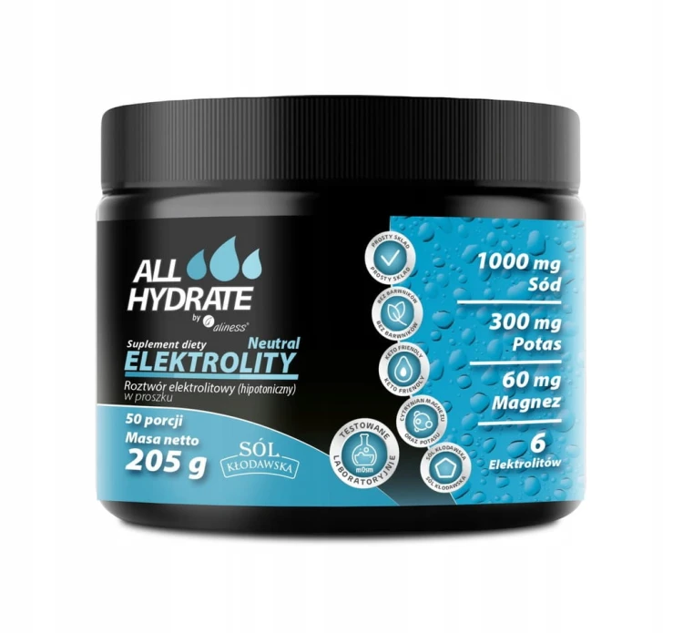 Aliness ALLHydrate ELEKTROLITY Neutral MAGNEZ POTAS WAPŃ Sód NAWODNIENIE