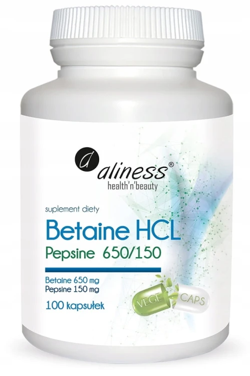 Aliness BETAINE HCL 100k PEPSYNA betaina TRAWIENIE Metabolizm Kwas Solny
