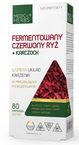 Medica Herbs Fermentowany czerwony ryż + Karczoch Krążenie Cholesterol 80k.