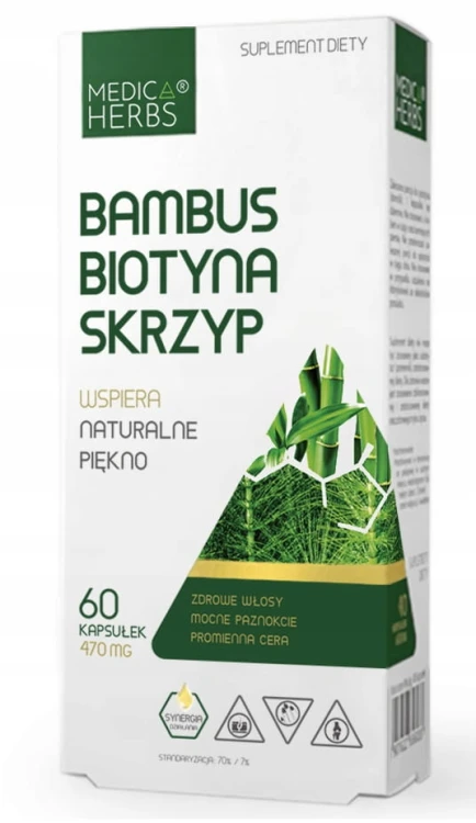 Medica Herbs Bambus Biotyna Skrzyp WŁOSY SKÓRA PAZNOKCIE Cera 60 kaps