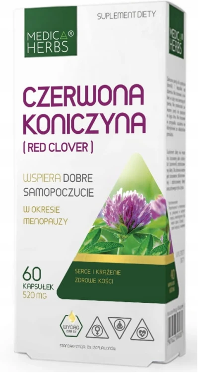 MEDICA HERBS Czerwona koniczyna 60 kaps Menopauza Uderzenia gorąca Serce