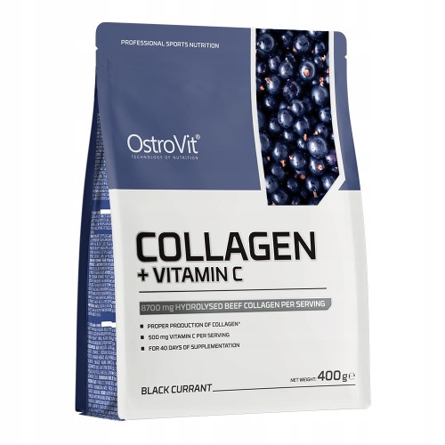 OstroVit COLLAGEN+VITAMIN C 400G STAWY KOŚCI porzeczka Witamina C Kolagen