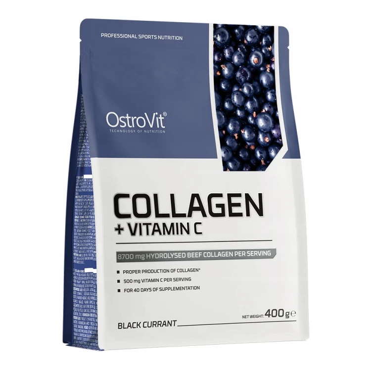 OstroVit COLLAGEN+VITAMIN C 400G STAWY KOŚCI porzeczka Witamina C Kolagen