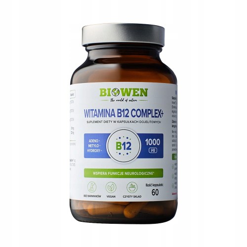 Biowen WITAMINA B12 complex+ 60 kapsułek ZMĘCZENIE UKŁAD NERWOWY Odporność