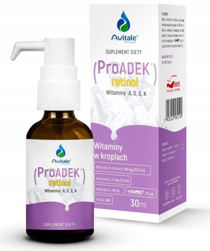 Avitale Witamina ProADEK RETINOL 30 ml Odporność Mocne kości Skóra K2 D3
