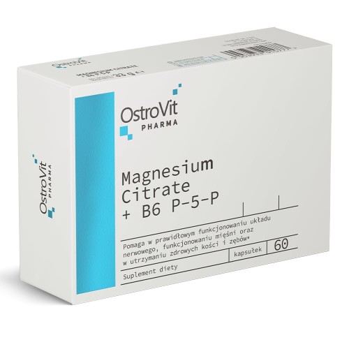 OstroVit Cytrynian Magnezu + Witamina B6 P-5-P 60 kaps SKURCZE SEN Stres