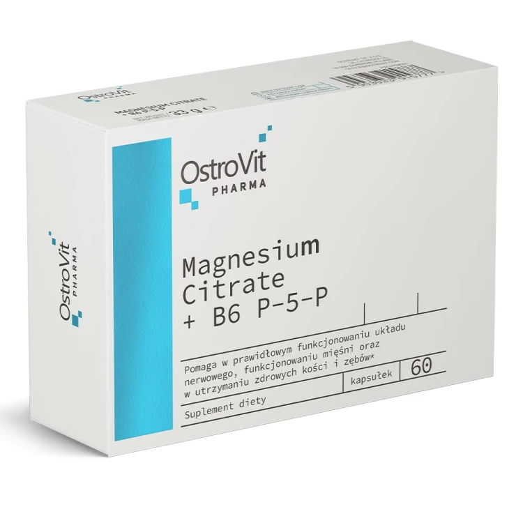 OstroVit Cytrynian Magnezu + Witamina B6 P-5-P 60 kaps SKURCZE SEN Stres