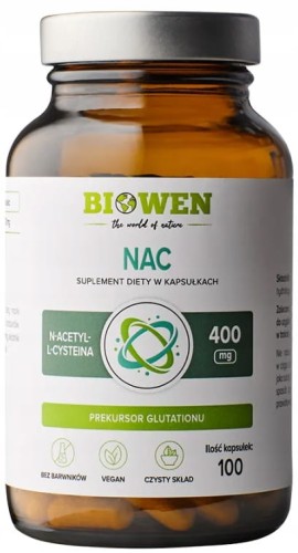 BIOWEN NAC 400 mg N-ACETYLO L-CYSTEINA 100kaps METABOLZIM WYSIŁEK Odpornosć
