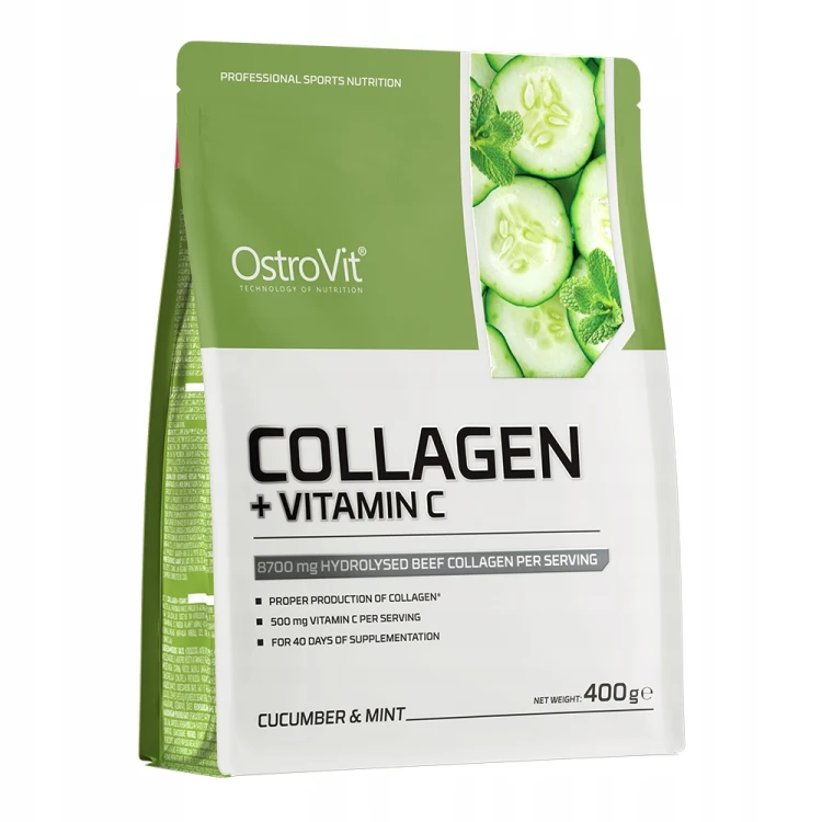 OstroVit Kolagen + Witamina C 400 g HYDROLIZAT w Proszku do Picia NA STAWY