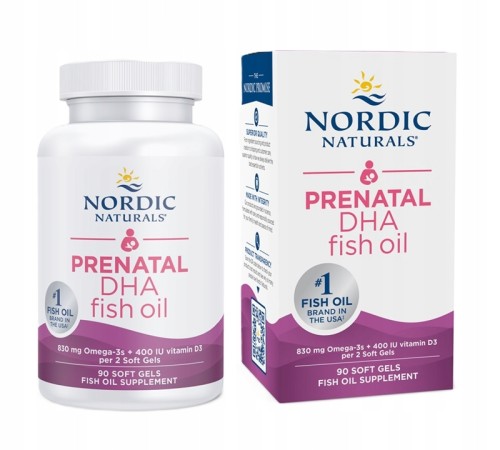 Nordic Naturals Prenatal DHA 830mg EPA DHA OMEGA-3 + Wit. D3 90k ciąża