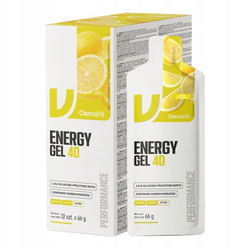 OstroVit Żel Energetyczny Energy Gel 40 Cytrynowy 12x 66 g Węglowodany