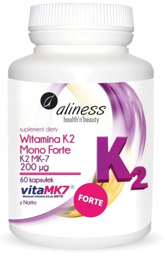 ALINESS WITAMINA K2 MK-7 200 mcg z natto NATURALNA NA STAWY KOŚCI SERCE