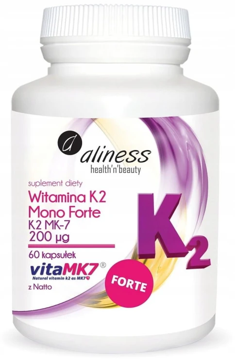 ALINESS WITAMINA K2 MK-7 200 mcg z natto NATURALNA NA STAWY KOŚCI SERCE